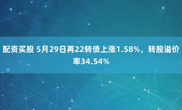 配资买股 5月29日再22转债上涨1.58%，转股溢价率34.54%